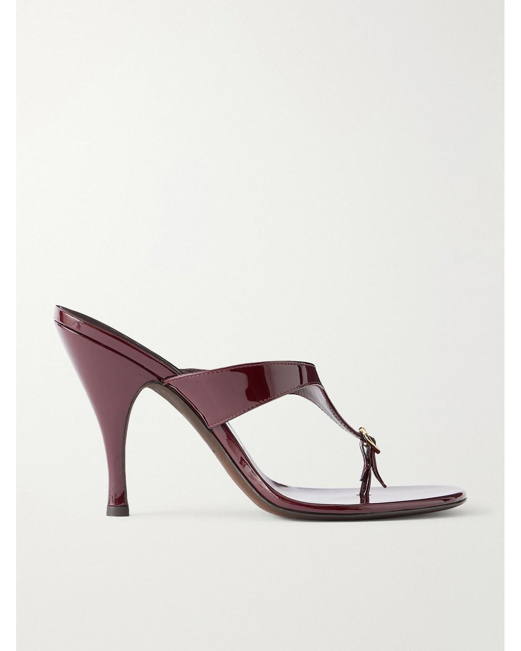 Herbert Levine Brown Kiss & Tell 100 Buckle-Detailed Patent-Leather Thong Sandals