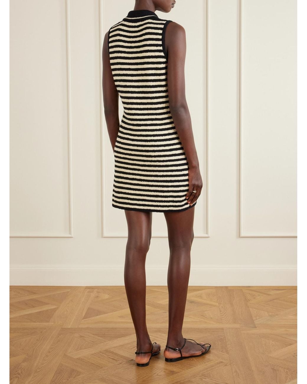 Altuzarra Black Mamie Striped Cotton-Blend Bouclé Mini Dress