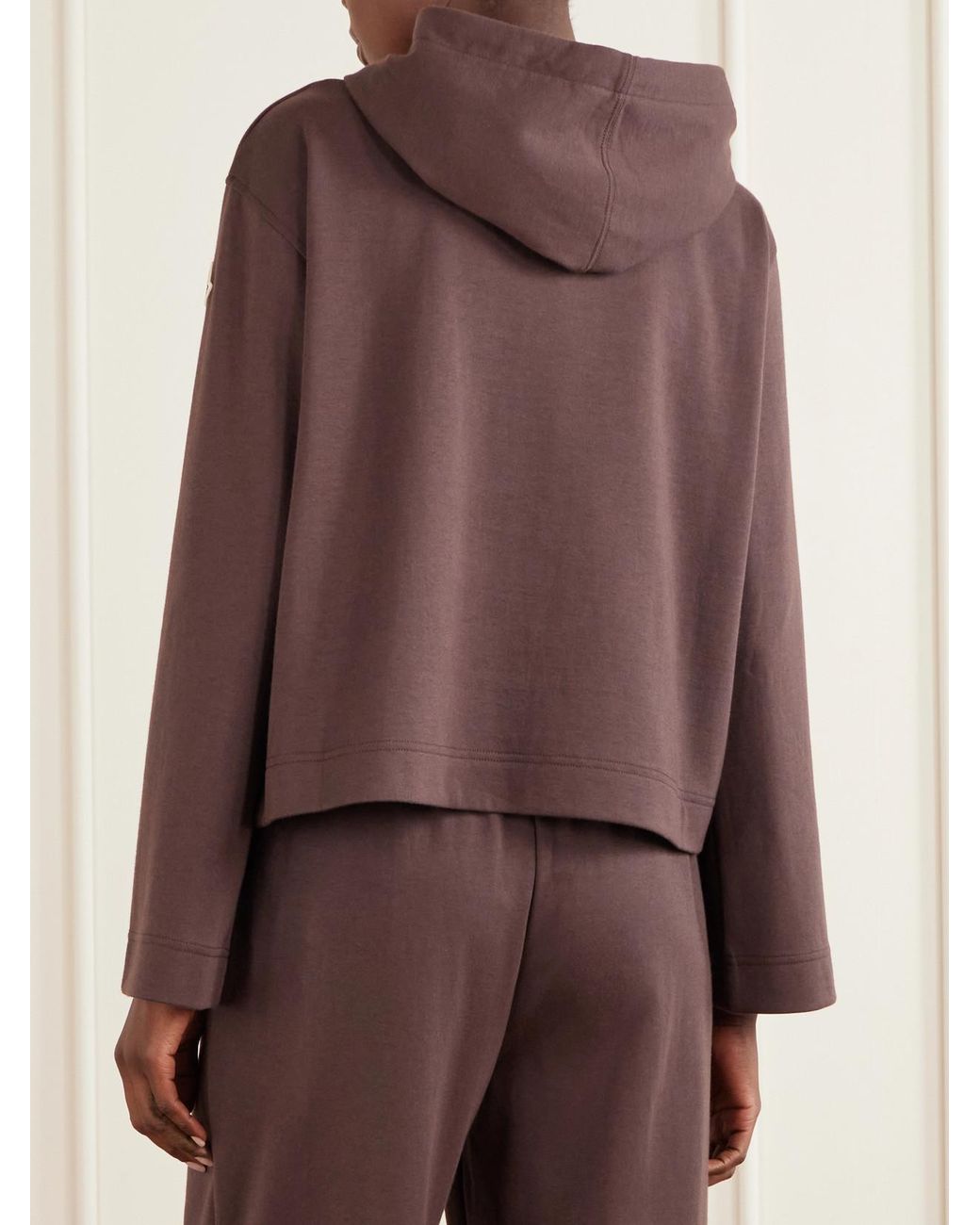 Moncler Brown Logo-Appliquéd Cotton-Blend Hoodie
