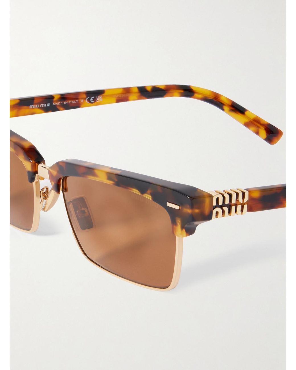 Miu Miu Brown Square-Frame Acetate And-Tone Sunglasses