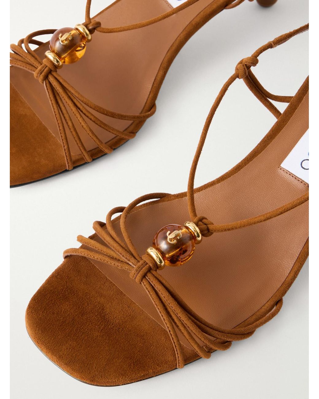 Jimmy Choo Natural Lova 50 Embellished Suede Sandals