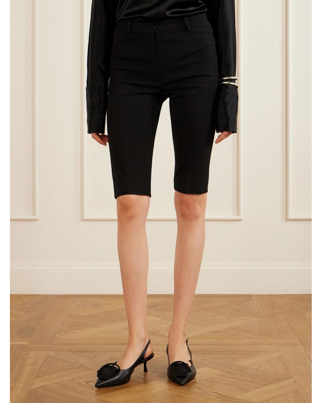 Magda Butrym Black Crepe Straight-Leg Capri Pants