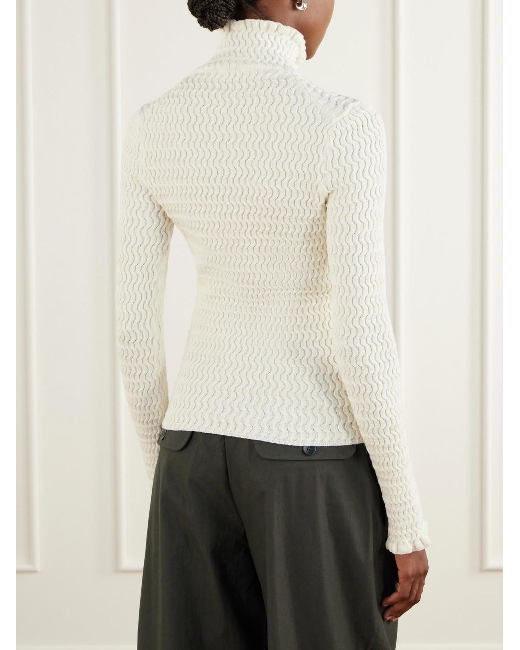 Proenza Schouler Natural Juniper Turtleneck Cable-Knit Cotton-Blend Sweater