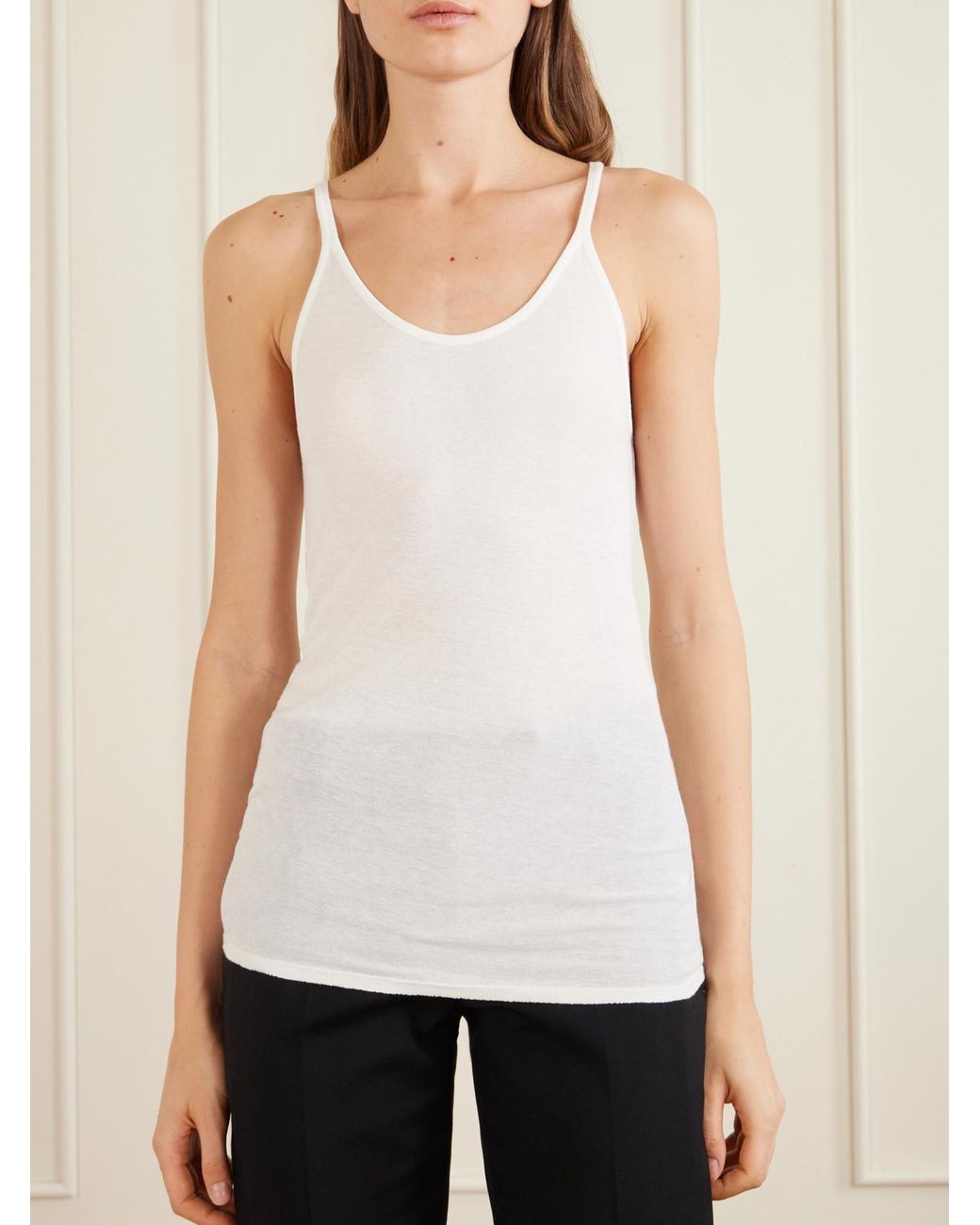 Calvin Klein White Alicia Cotton-Blend Jersey Tank Top