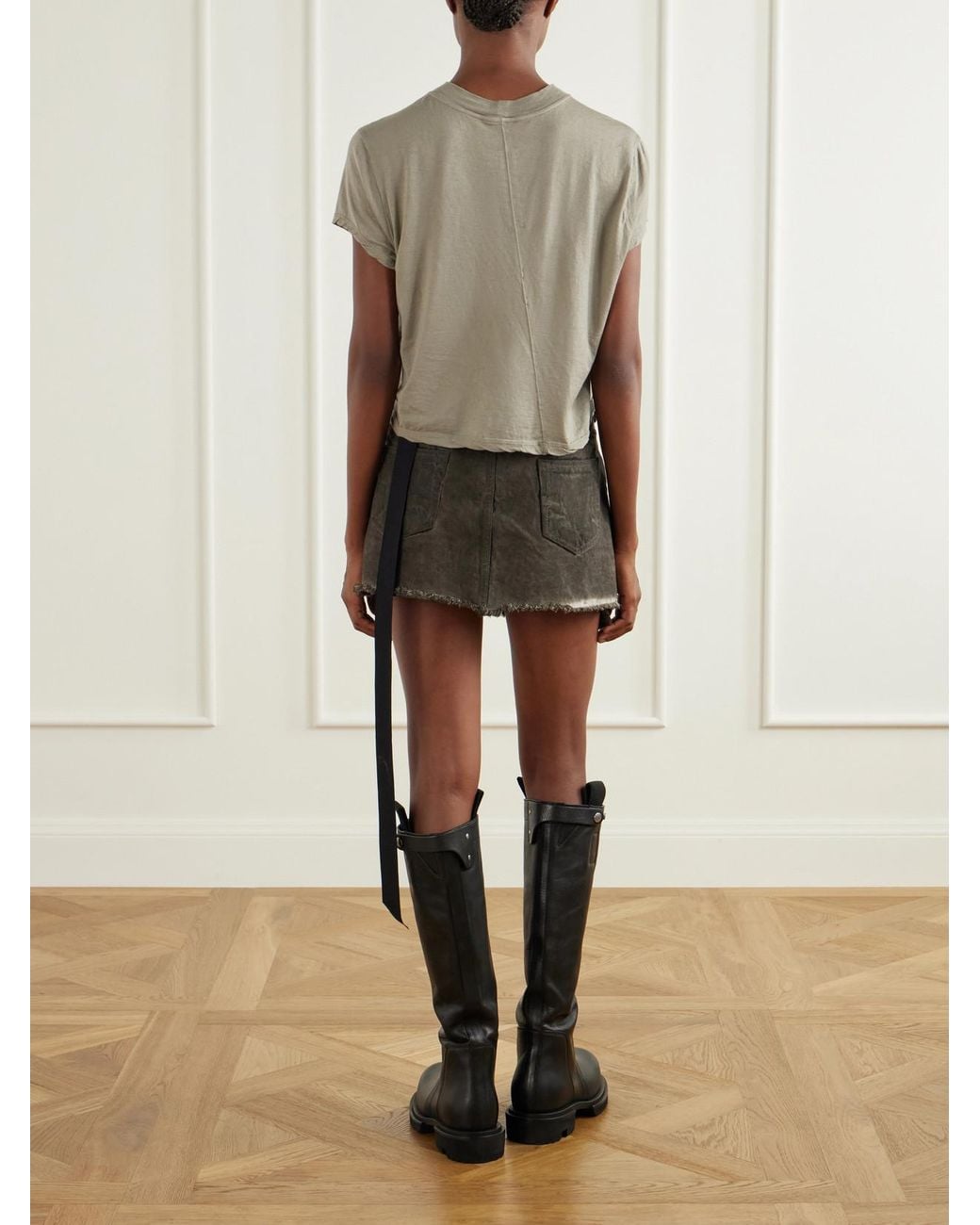 Rick Owens Natural Drkshdw Cropped Cotton-Jersey T-Shirt