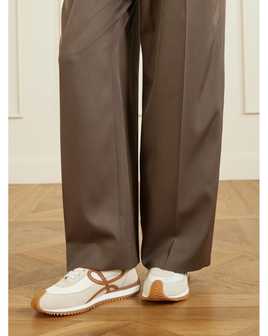Loewe Natural Flow Runner 2.0 Leather-Trimmed Shell And Suede Sneakers