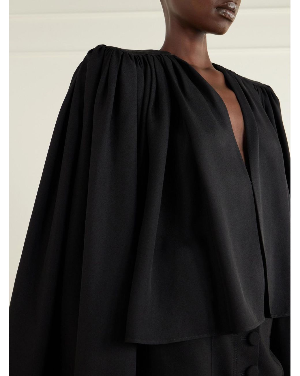 Valentino Garavani Black Silk-Crepe Crop Jacket
