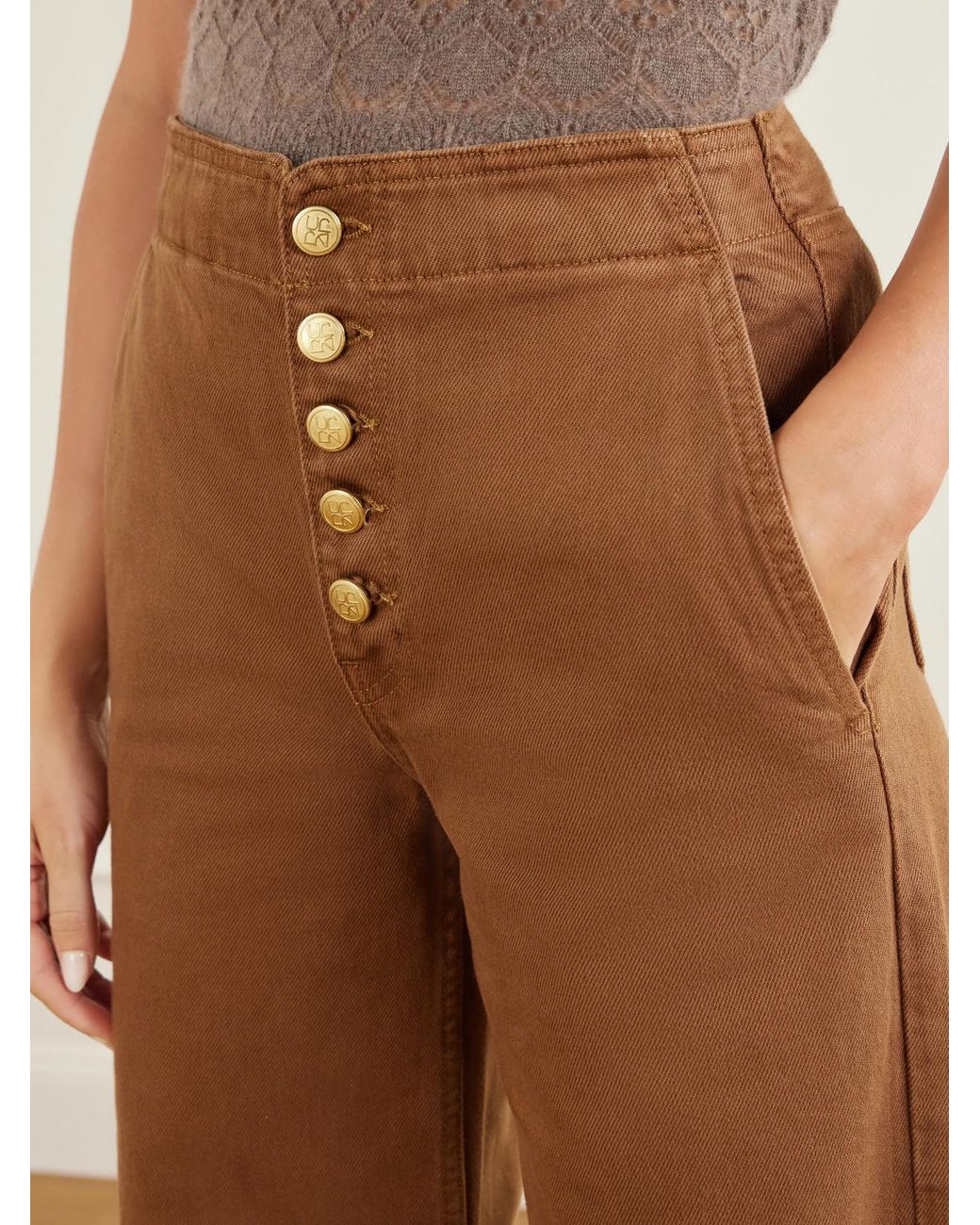 Ulla Johnson Brown The Jasmine Belted Low-Rise Wide-Leg Jeans