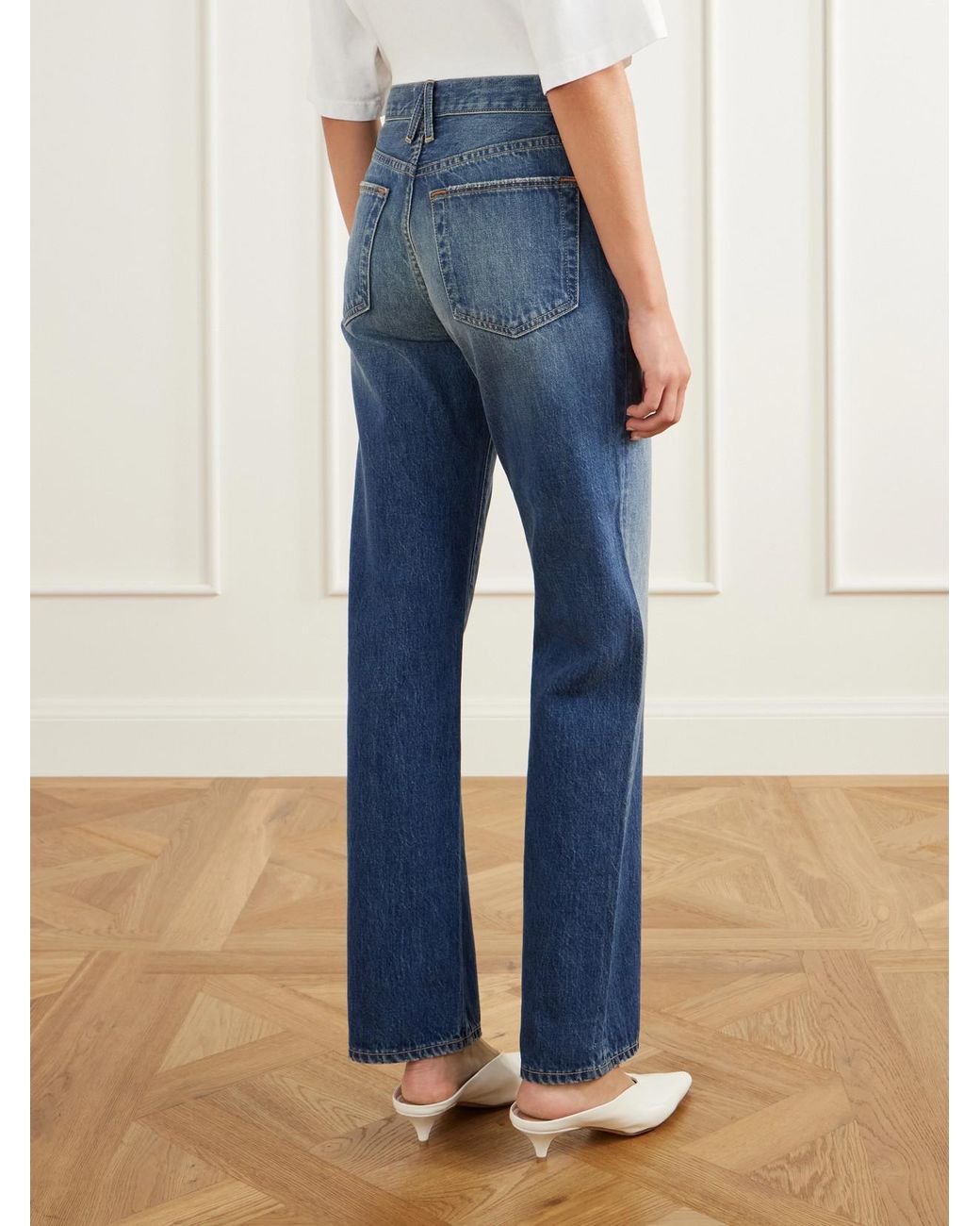 SLVRLAKE Denim Blue Kendra High-Rise Straight-Leg Jeans
