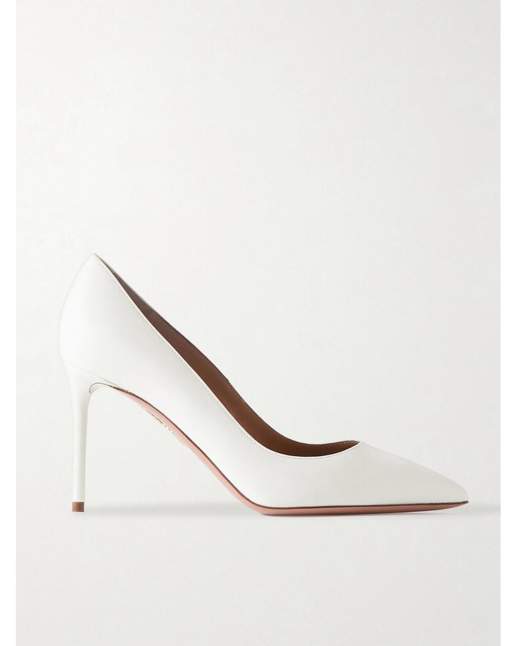 Aquazzura White Purist 85 Leather Pumps