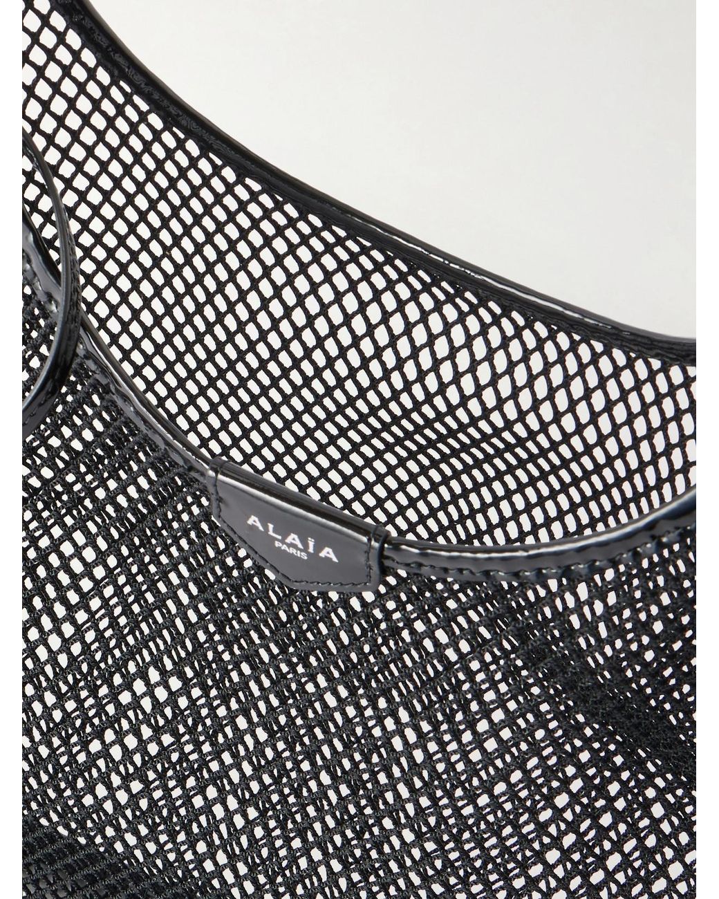 Alaïa Black Leather-Trimmed Crocheted Shoulder Bag