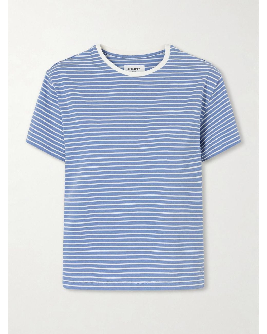 Still Here Blue Striped Cotton-Jersey T-Shirt