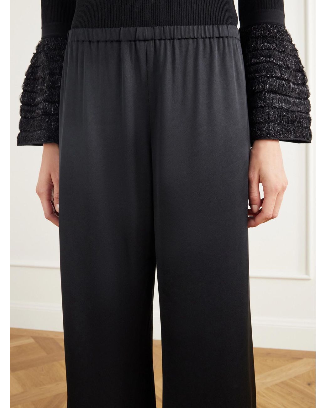 Jonathan Simkhai Blue Roni Satin Wide-Leg Pants