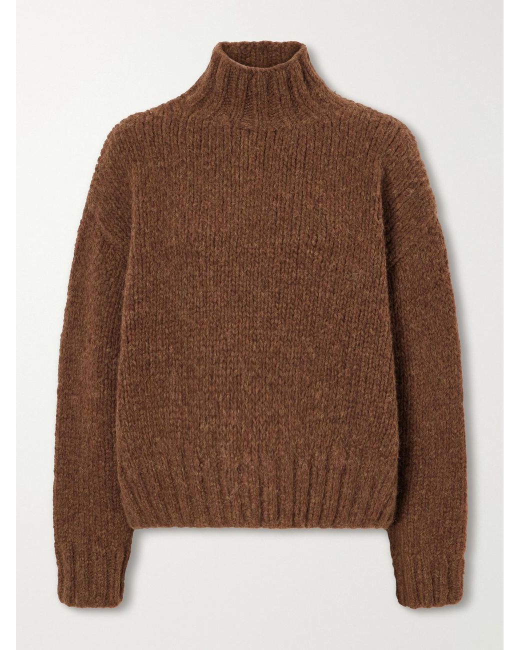 Lauren Manoogian Brown Alpaca, Merino Wool And Cotton-Blend Turtleneck Sweater