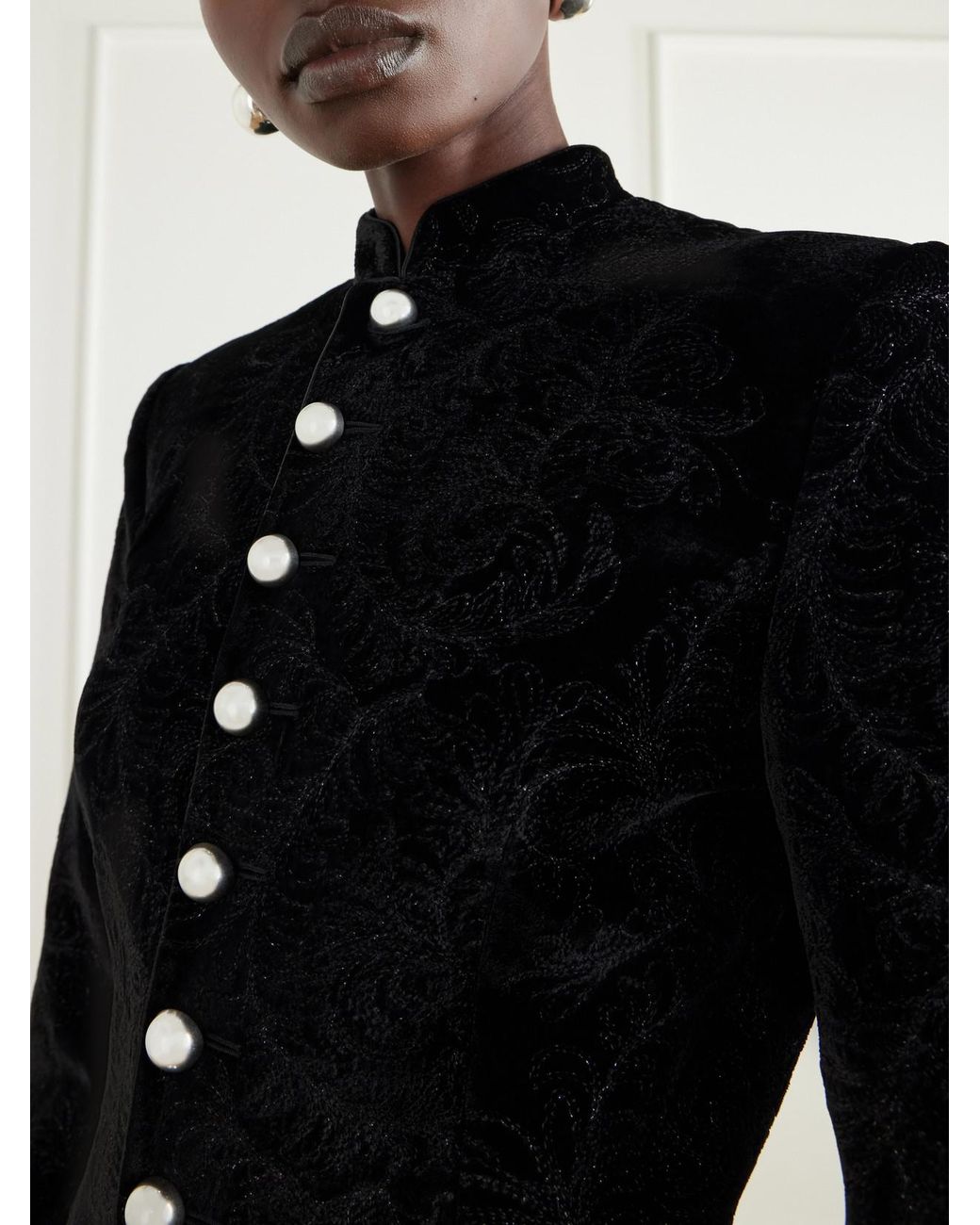 Ann Demeulemeester Black Yana Paisely-Embroidered Velvet Jacket