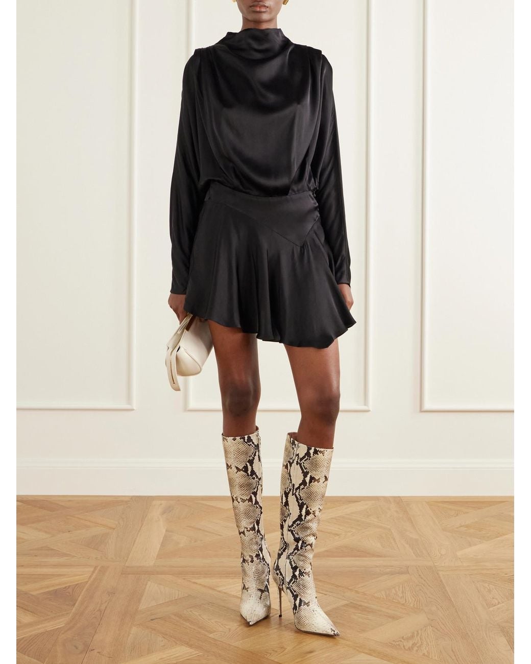 Paris Texas White Vera 105 Snake-Effect Leather Knee Boots