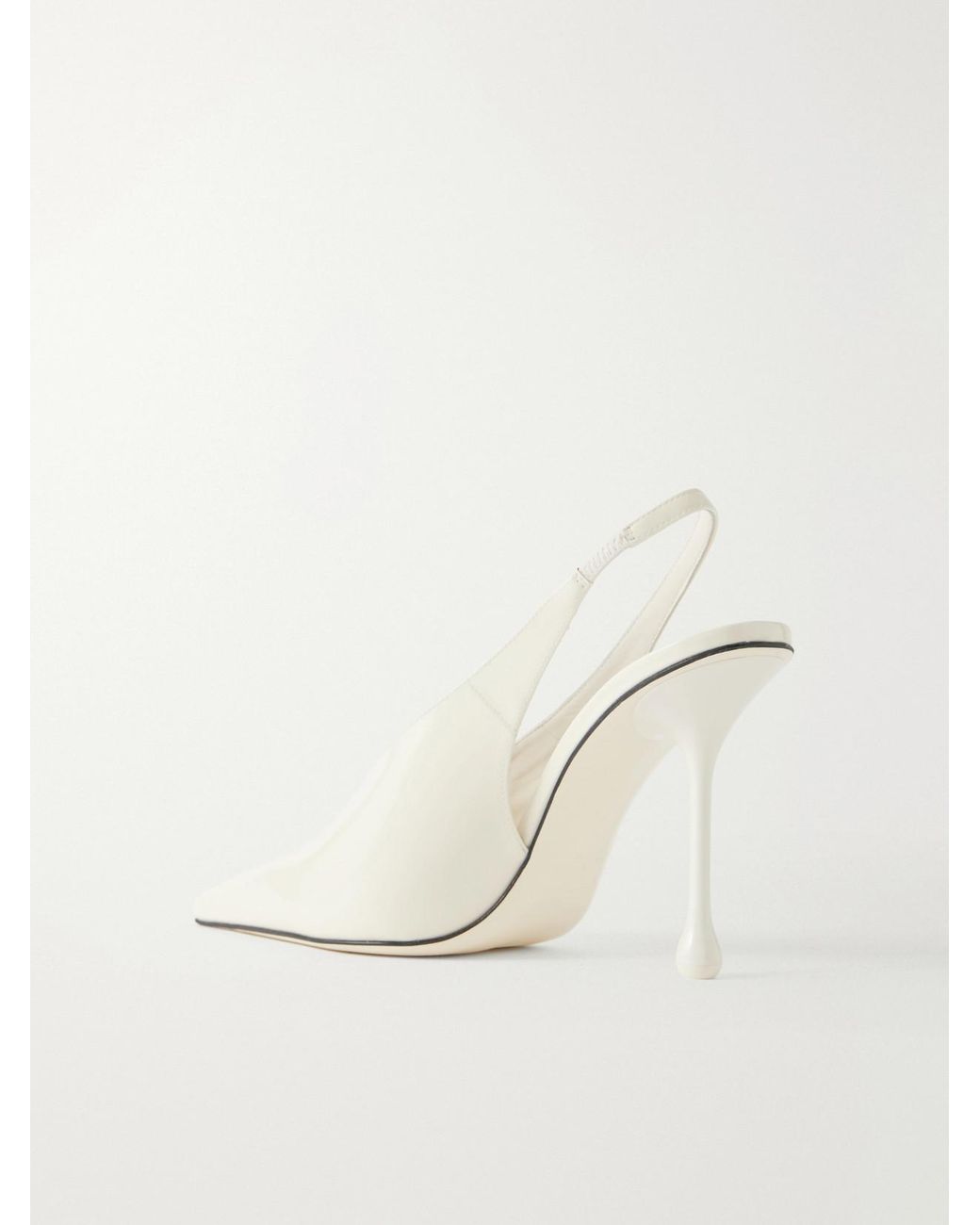 Jimmy Choo White Isa 95 Patent-Leather Pumps