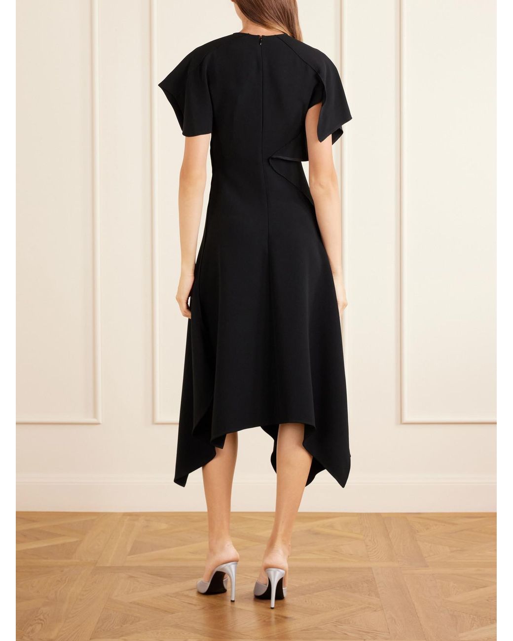 Victoria Beckham Blue Draped Jersey Midi Dress