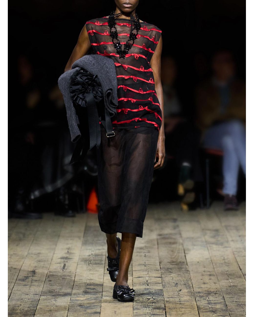 Simone Rocha Black Organza Midi Skirt