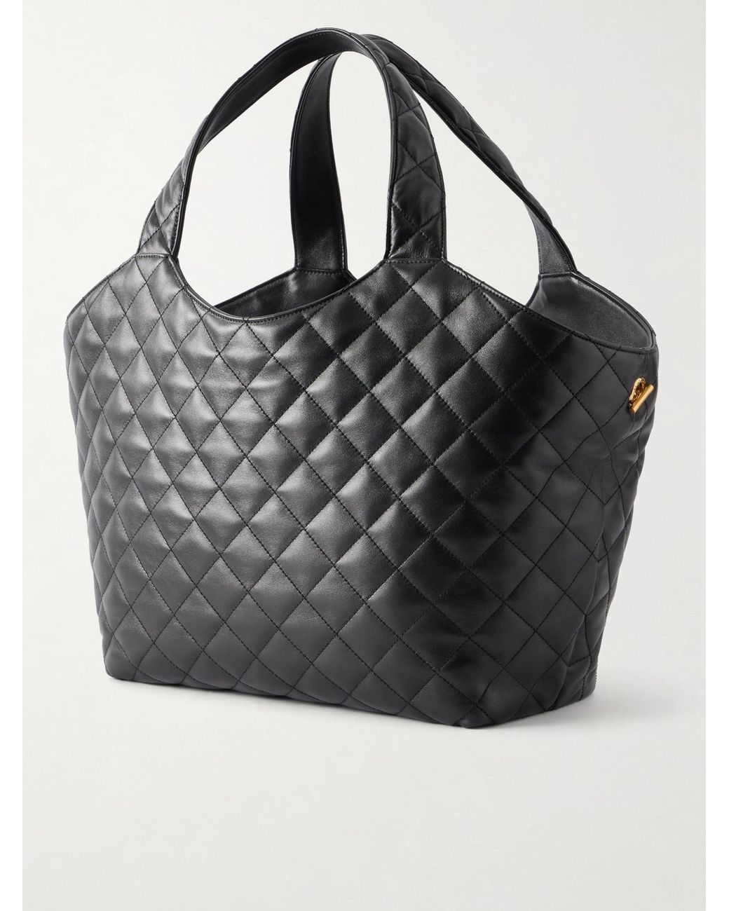 Saint Laurent Black Icare Medium Matelassé Leather Tote