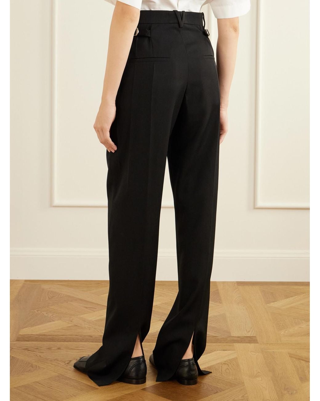 Bottega Veneta Blue Wool Grain De Poudre Straight-Leg Pants