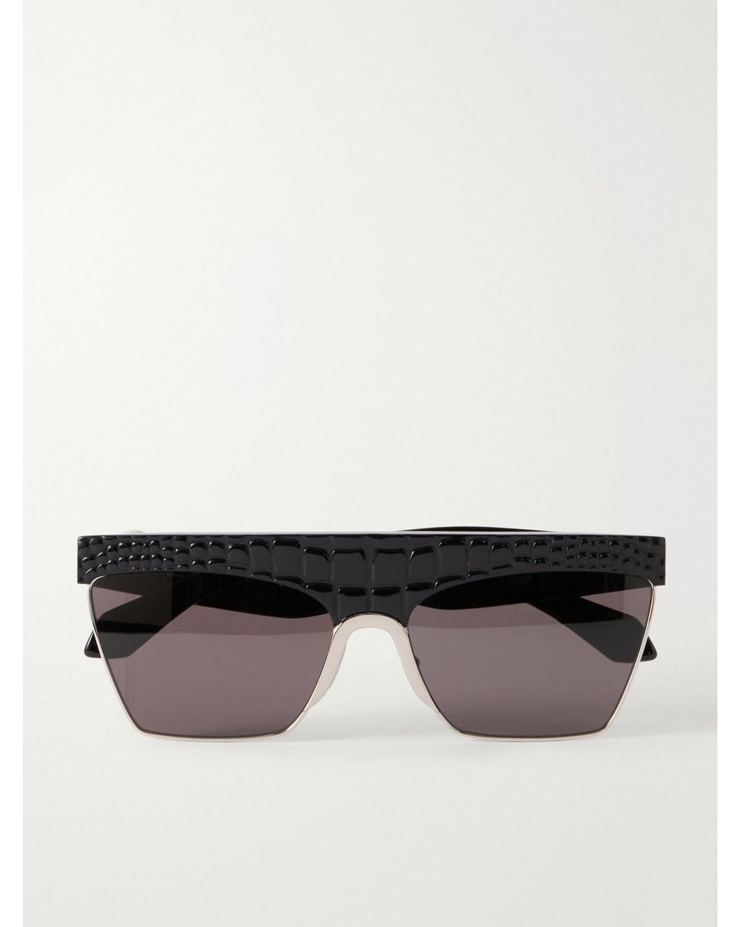 Alaïa Black D-Frame Croc-Effect Recycled-Acetate And-Tone Metal Sunglasses