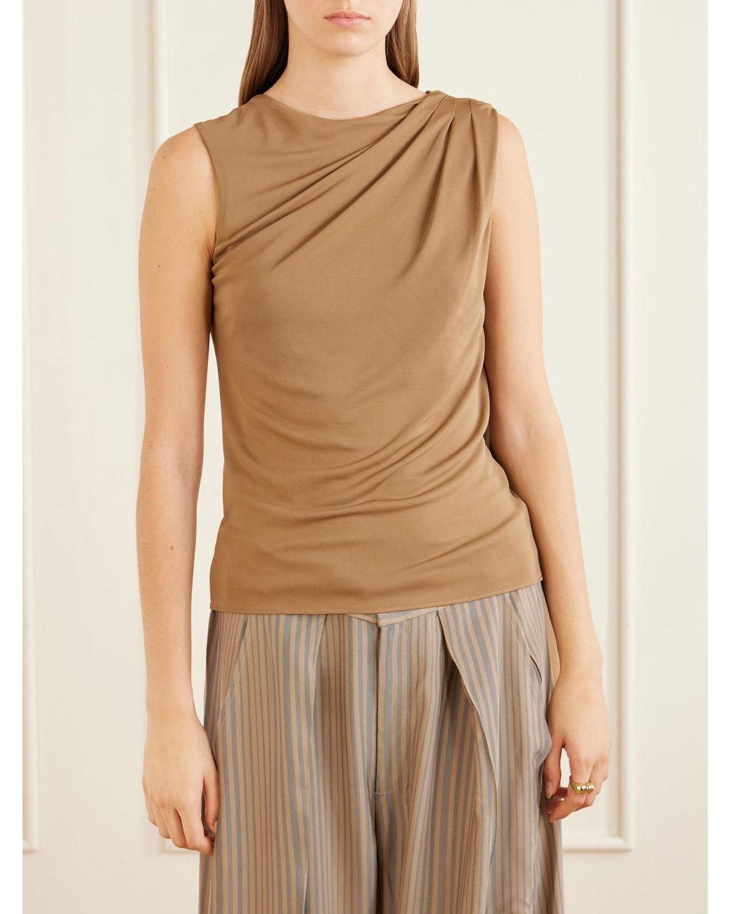 Kallmeyer Natural Floriana Draped Jersey Blouse