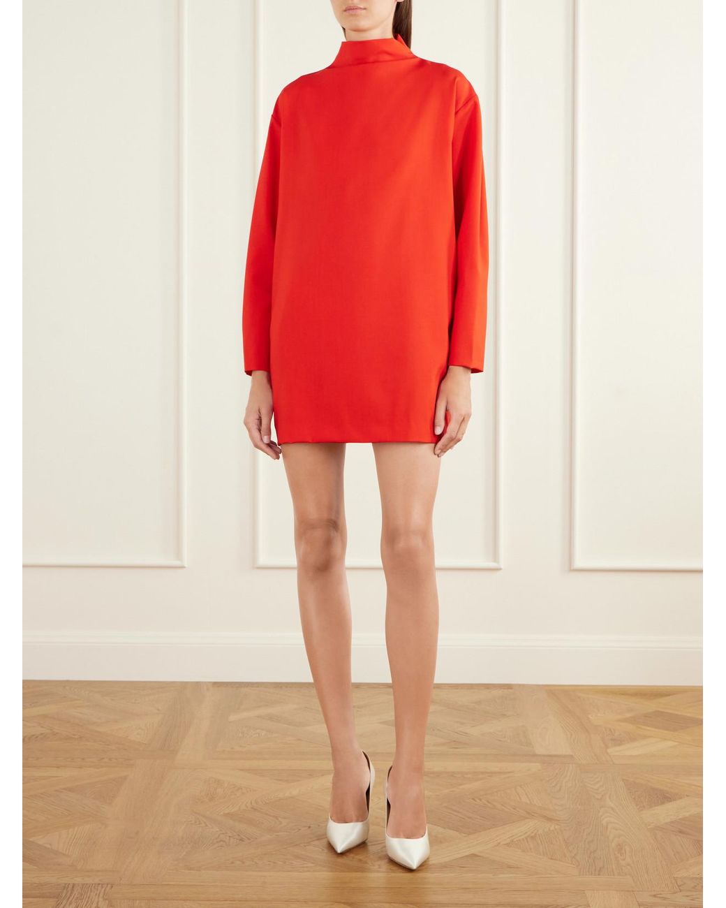 Willy Chavarria Red Mercedes Wool Mini Dress