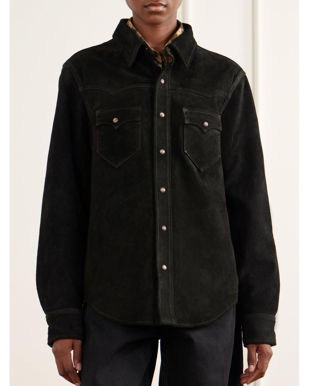 RRL Black Willett Paneled Suede Jacket