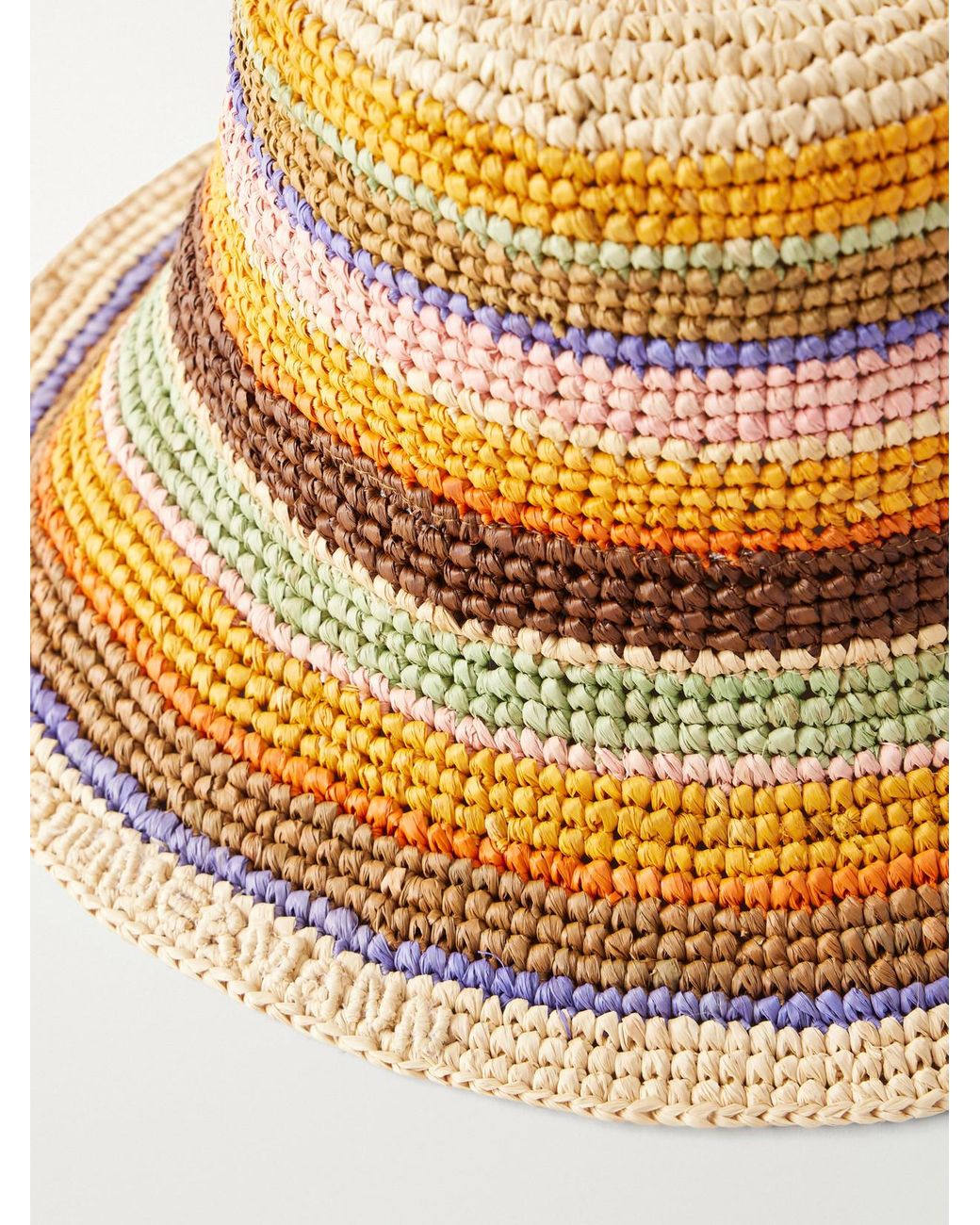 Zimmermann Natural Striped Raffia Bucket Hat