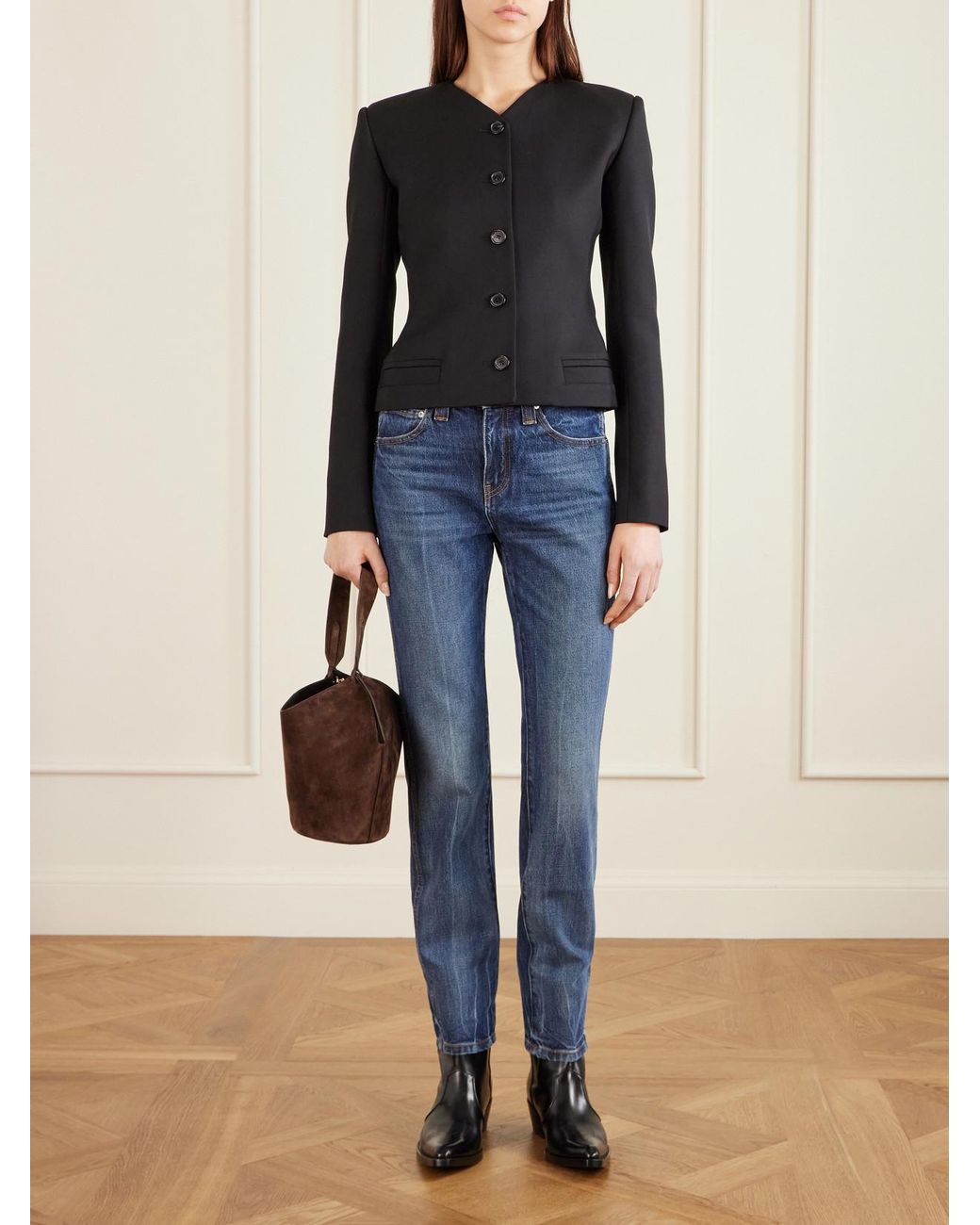 Khaite Blue Farley High-Rise Straight-Leg Jeans