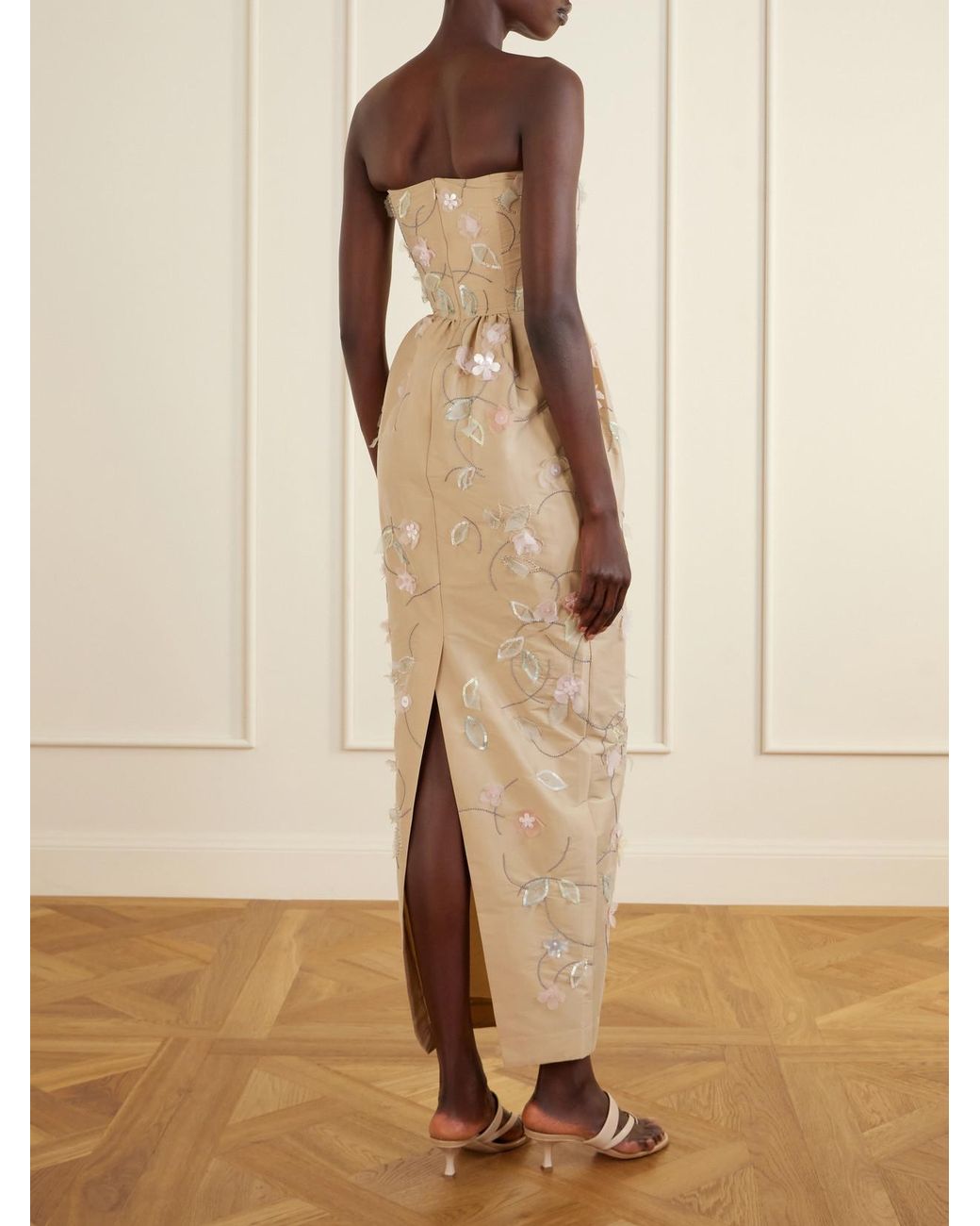 BERNADETTE Natural Lena Embellished Taffeta Gown