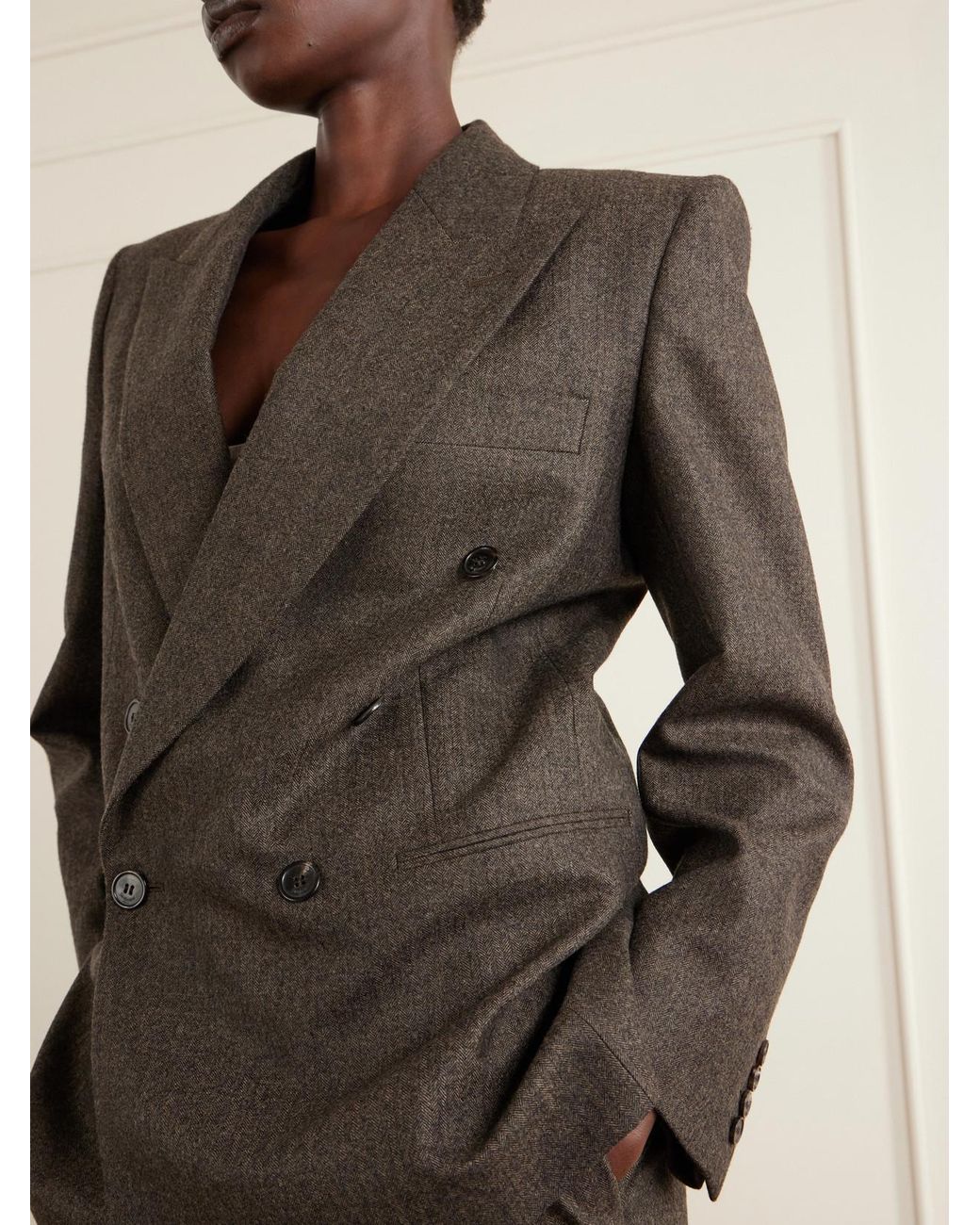 Saint Laurent Green Double-Breasted Virgin Wool Blazer
