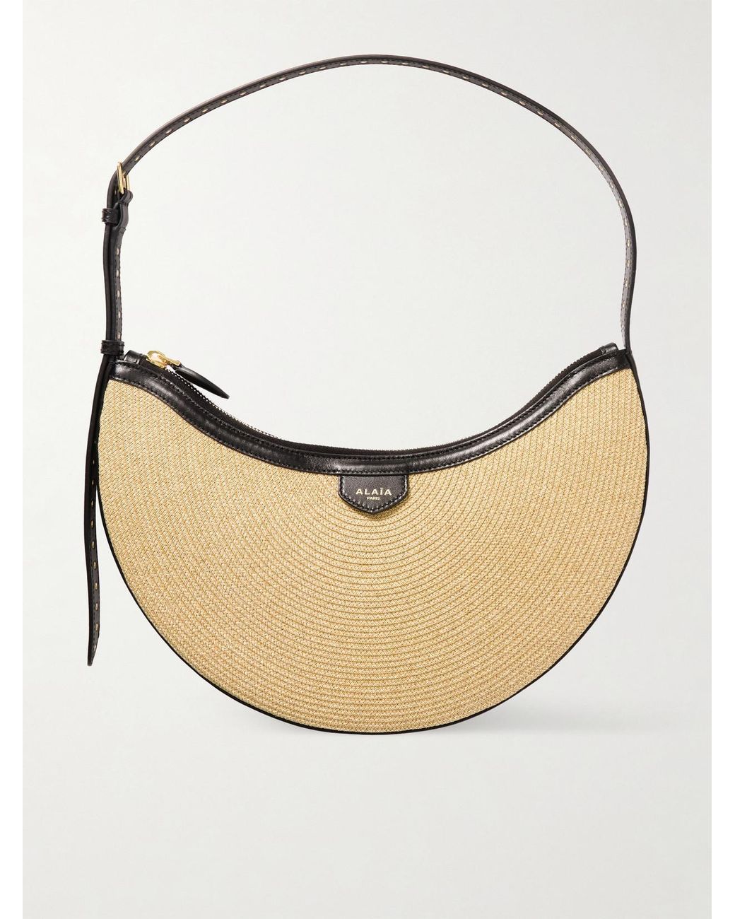 Alaïa Natural Demi Leather-Trimmed Raffia Shoulder Bag