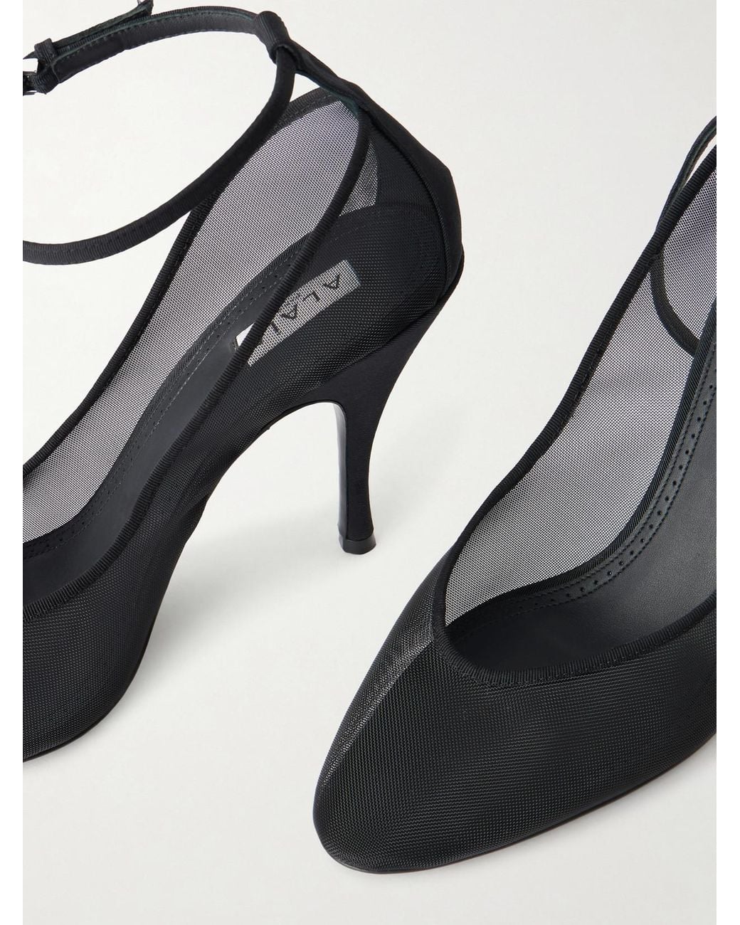 Alaïa White 100 Grosgrain-Trimmed Tulle Pumps
