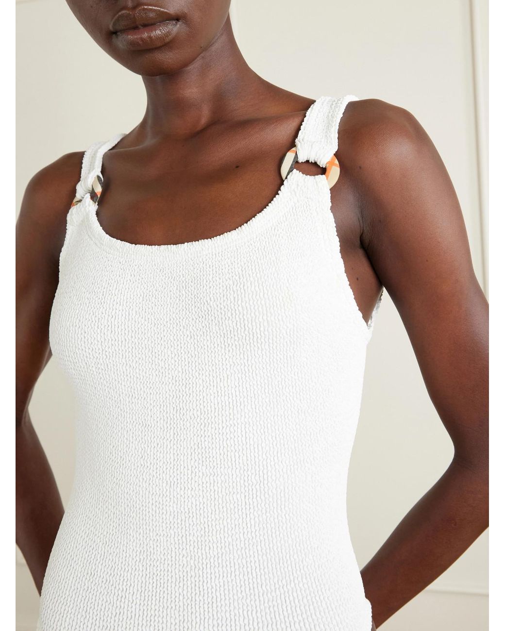 Burberry White Hunza G Domino Original Crinkle Swimsuit