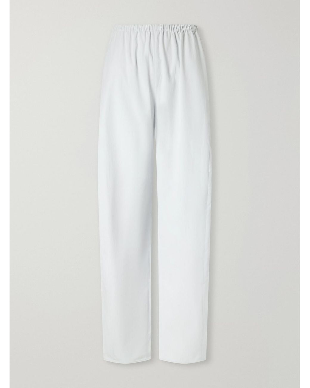 La Ligne White Cotton-Poplin Wide-Leg Pants