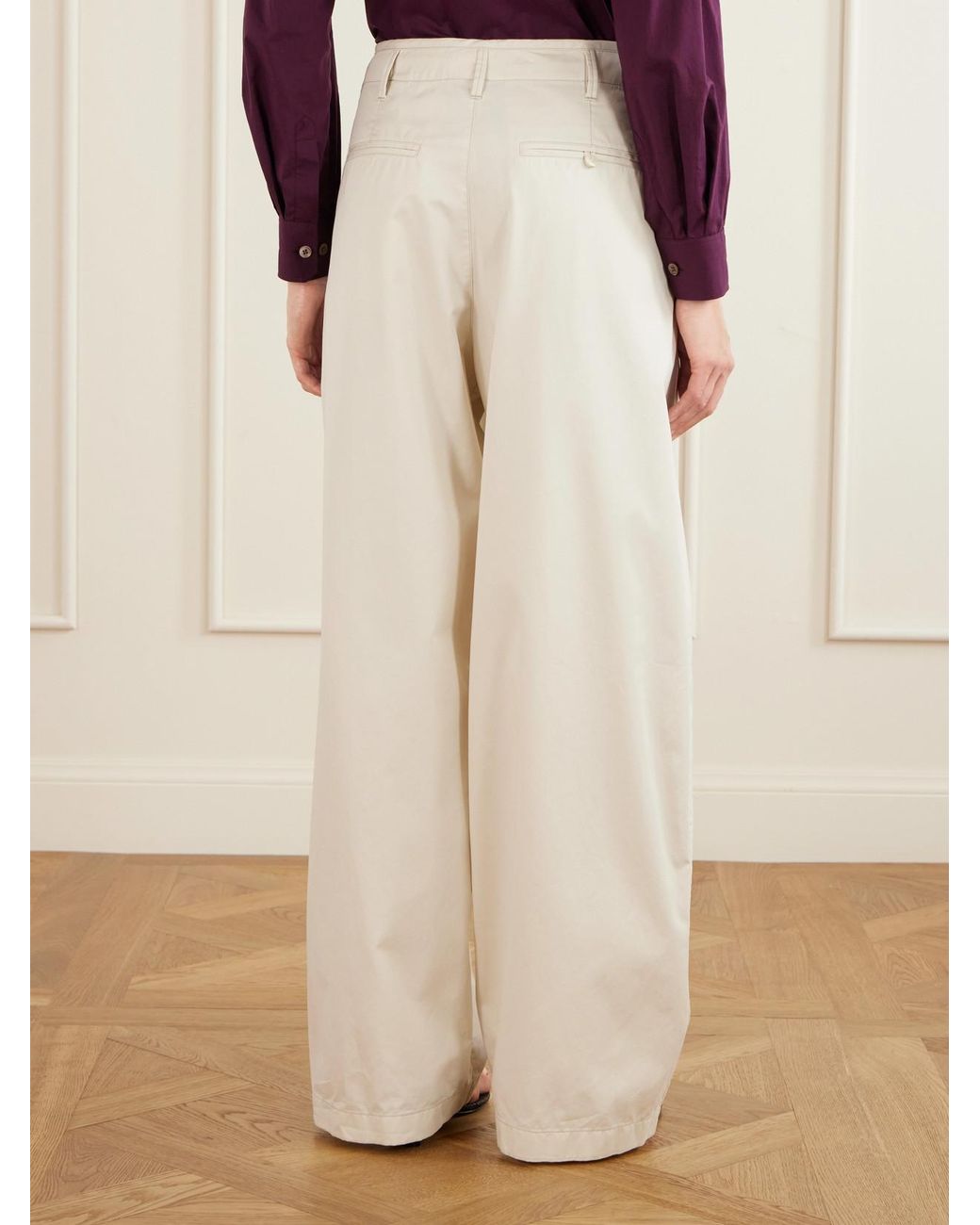 Lemaire White Cotton Chino Wide-Leg Pants