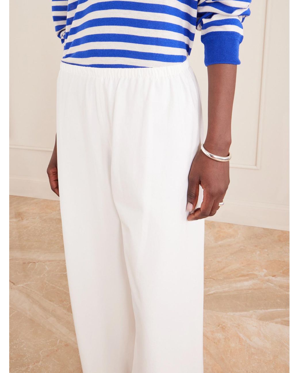 La Ligne White Colby Cotton-Poplin Wide-Leg Pants