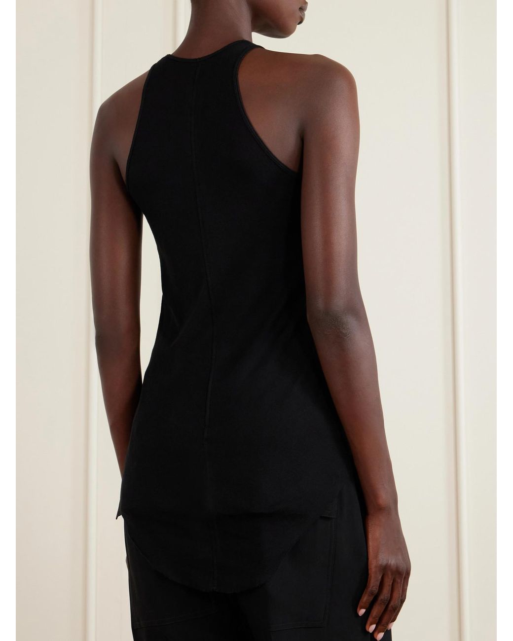 Rick Owens Black Ribbed Cotton-Jersey Tank
