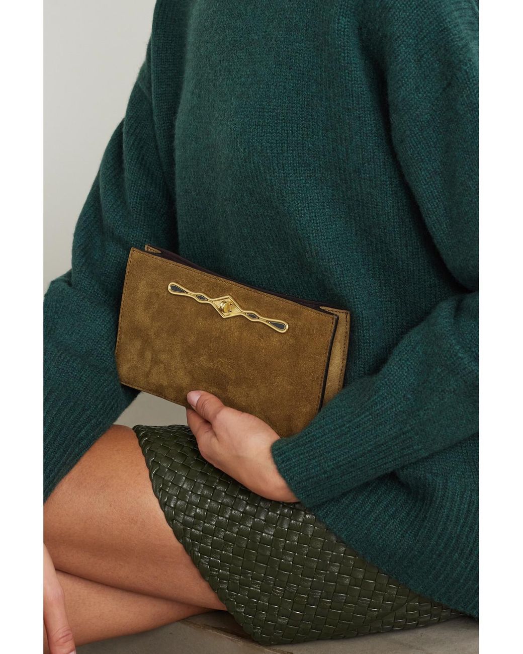 Metier Natural Fernando Jorge Ease Embellished Suede Clutch