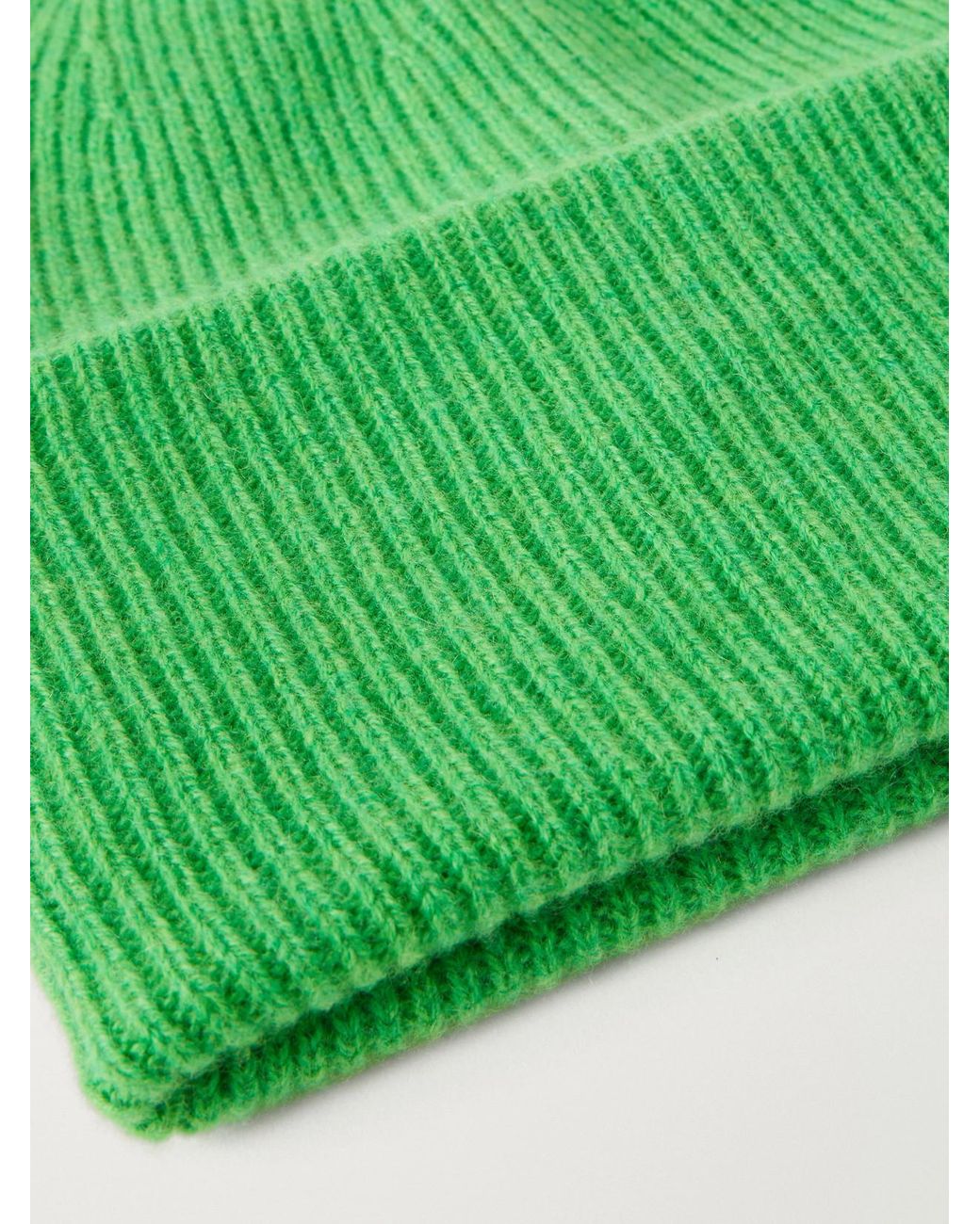 Lisa Yang Green Stockholm Ribbed Cashmere Beanie