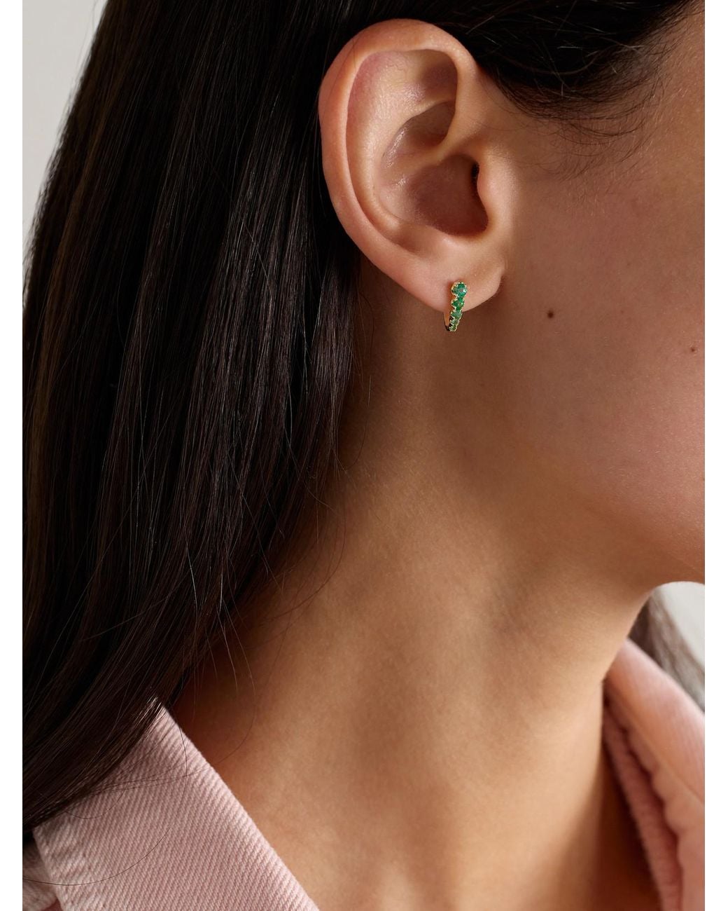 Jennifer Meyer Metallic Edith 18-Karat Emerald Earrings