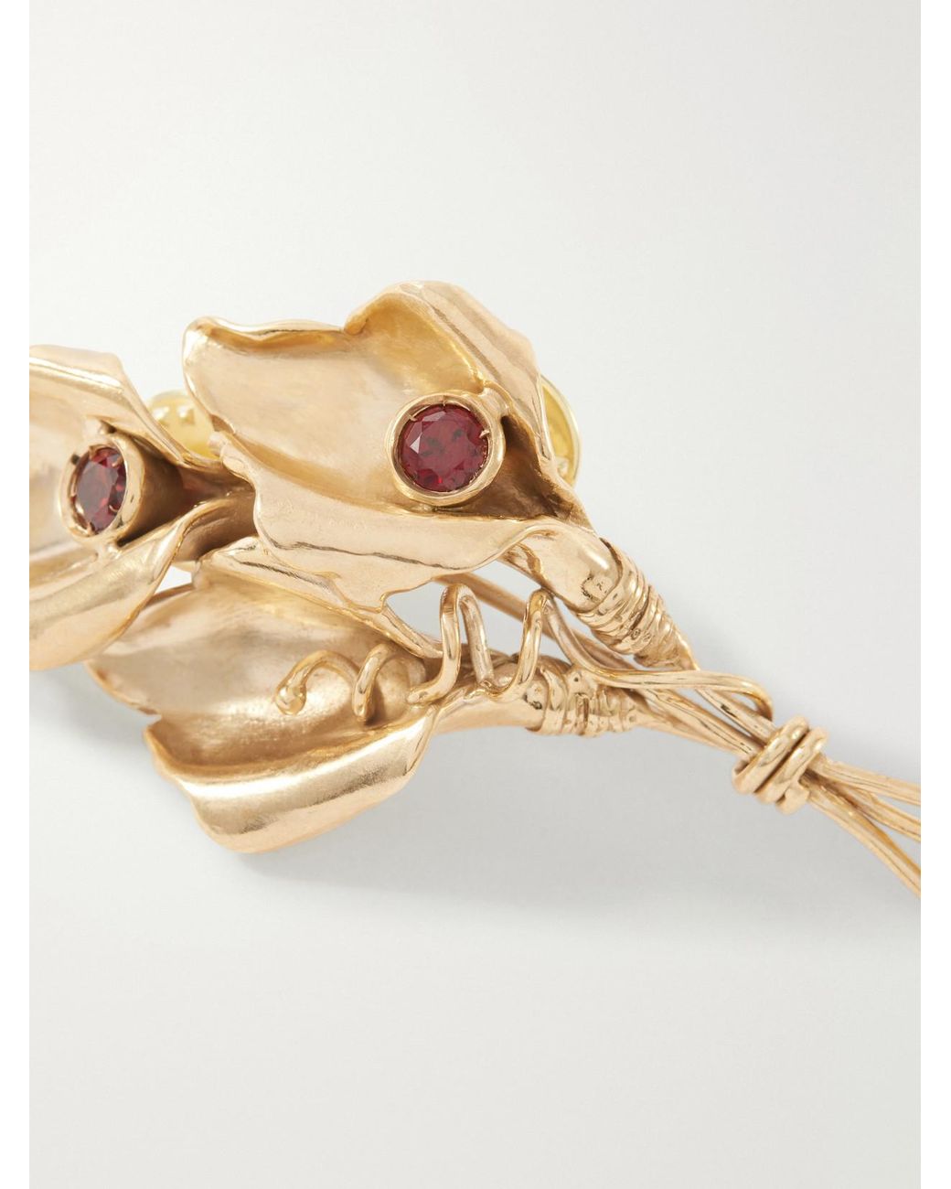 Le Sundial White Veiled Bloom-Plated Bronze Brooch