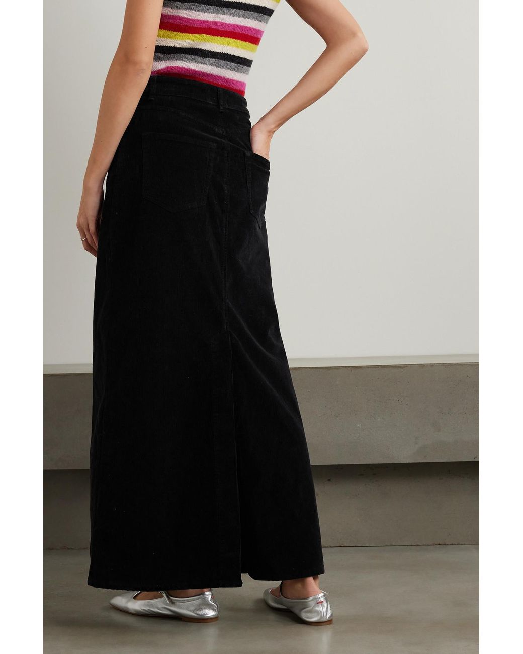 Black corduroy 2024 maxi skirt