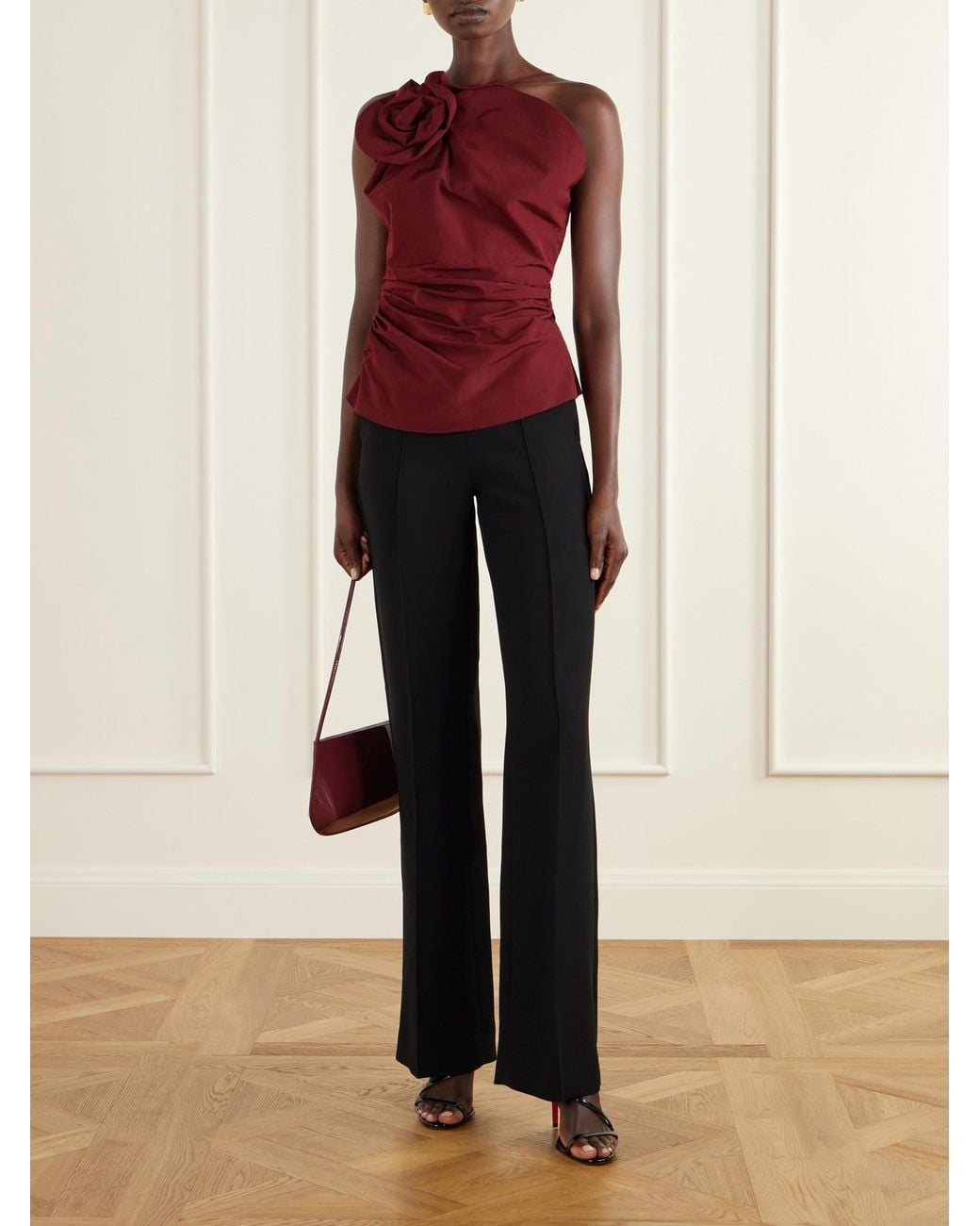 Magda Butrym Red Floral-Appliquéd Cotton And Silk-Blend Cami
