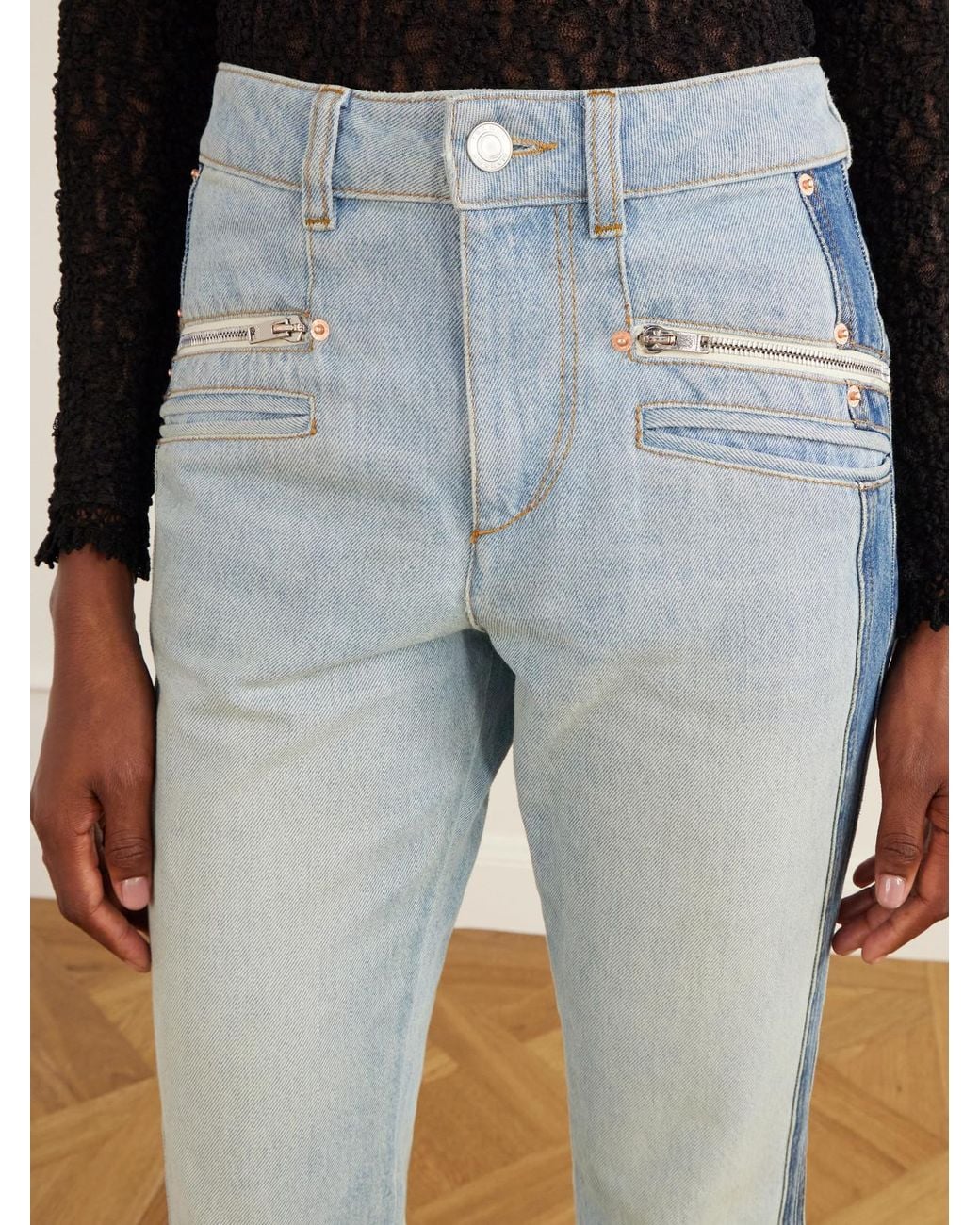 Isabel Marant Blue Revene Cropped Mid-Rise Straight-Leg Jeans