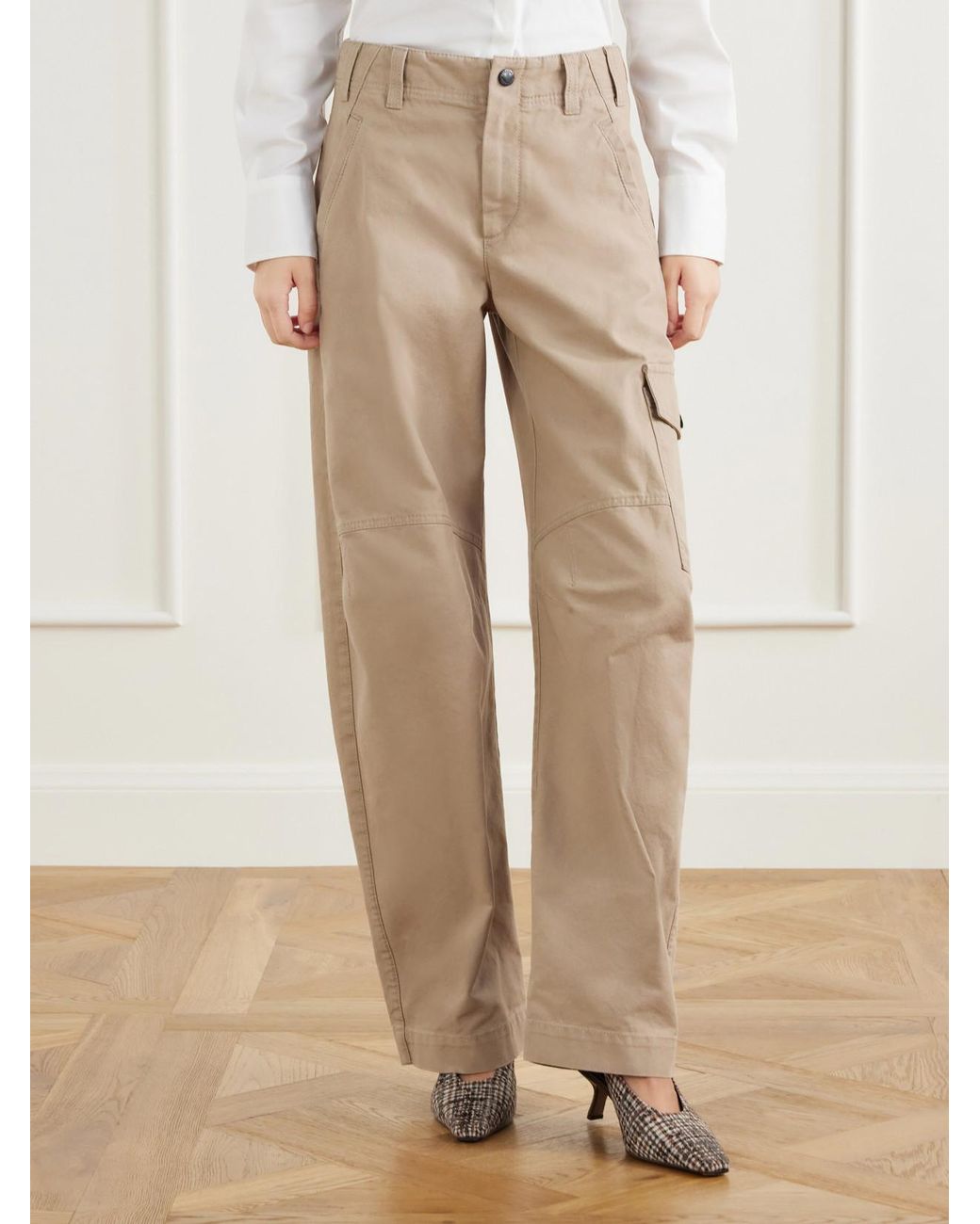 Brunello Cucinelli Natural High-Rise Barrel Jeans