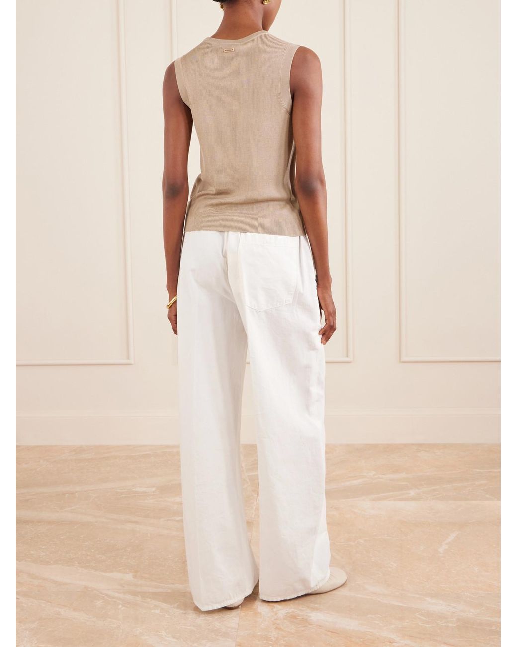 Max Mara Natural Ginseng Silk-Blend Tank Top