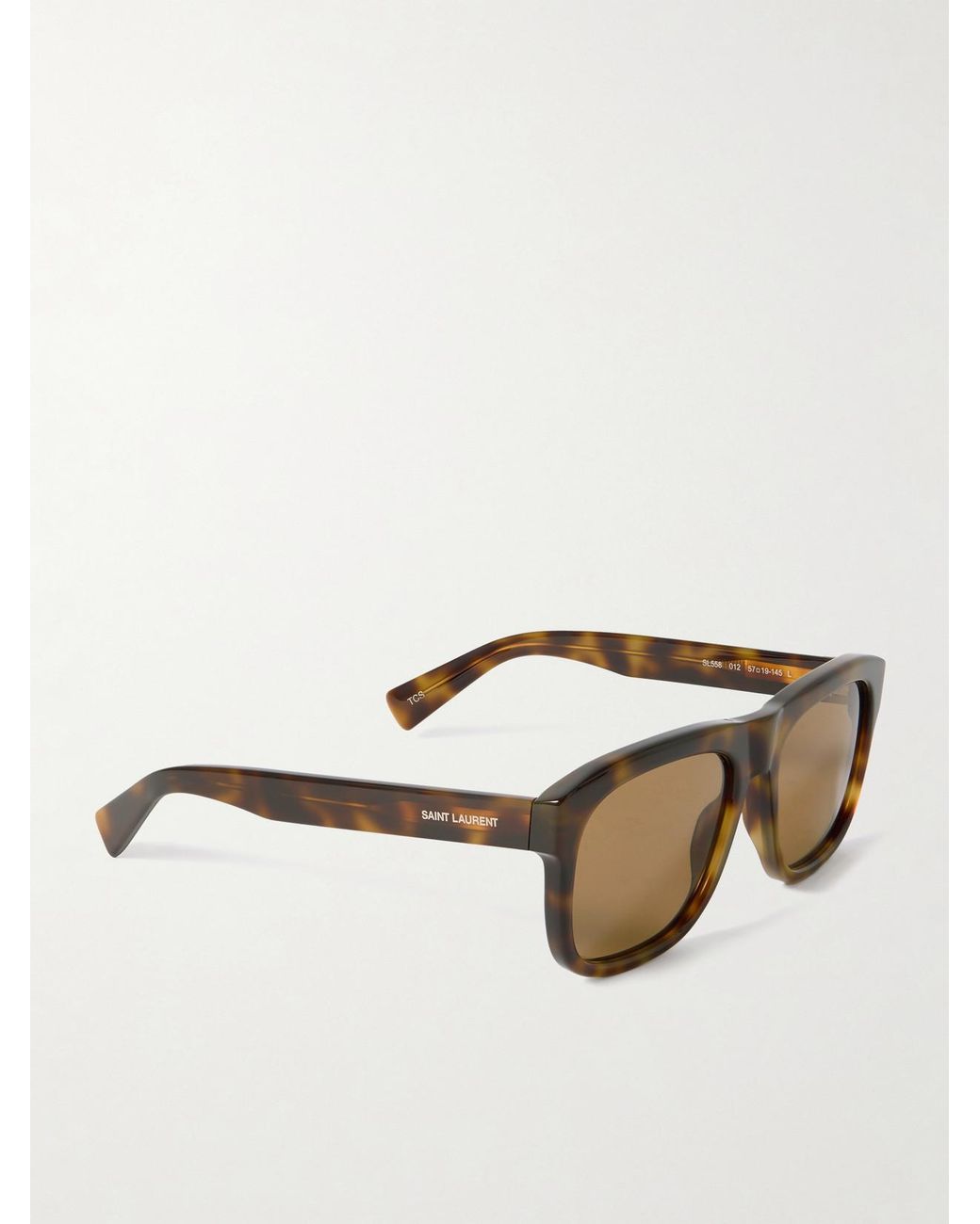 Saint Laurent Brown Square-Frame Tortoiseshell Acetate Sunglasses
